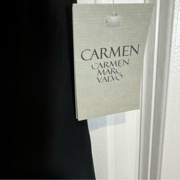 Carmen Marc Valvo Black Drape Front Sleeveless Zipper Shoulder New NWT Large - Picture 4 of 10